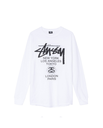 Stussy World Tour Long Sleeve Tee White 2017 Collezione autunno 17