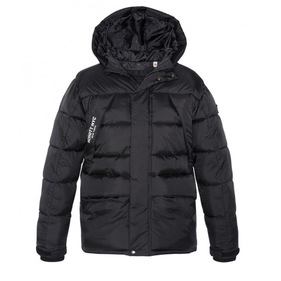 Schott Bear19 Hooded Oversize PARKA Jacket Blac