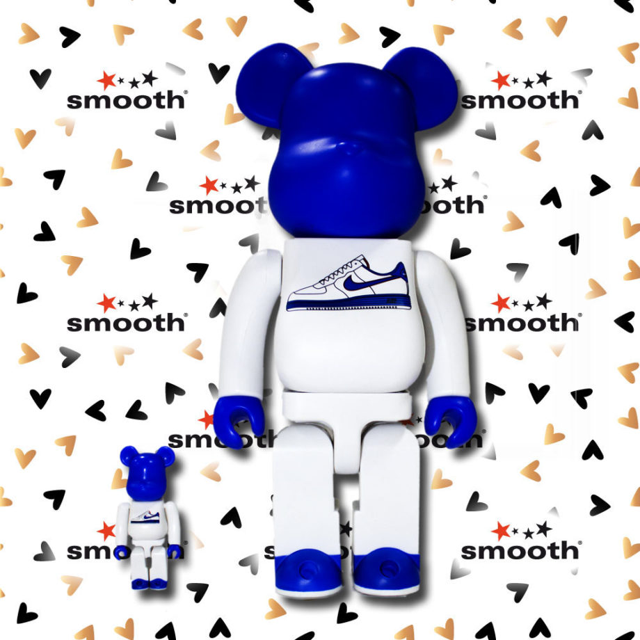 Medicom Toy Nike Lunar Force 1 Bearbrick set 100% 400% White Blue Orange Limited Edition