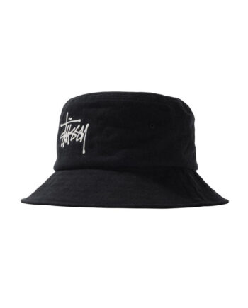 Stussy Big Logo Canvas Bucket Hat Black 132967