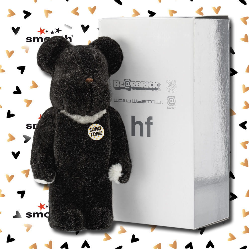 Medicom Toy HF Flocked Black BWWT Bearbrick 400% Hiroshi Fujiwara