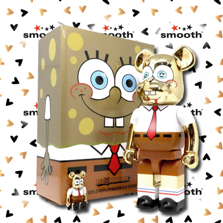 Medicom Toy Spongebob Squarepants Gold Chrome Bearbrick 100% 400