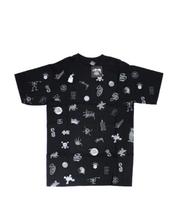 Stussy Lotsa Logos All Over Print Black Tee Limited Edition 1901156