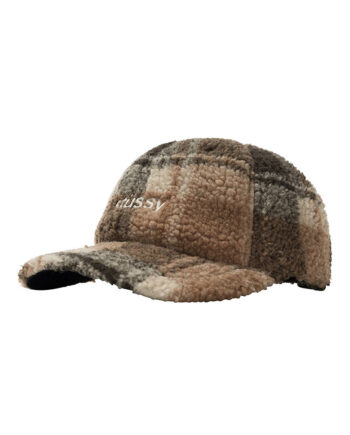 Stussy Sherpa Fleece Low Pro Cap Brown Plaid 131954