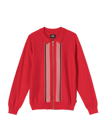 Stussy Full Zip Ls Knit Polo Red 117083