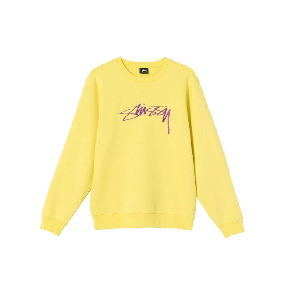 Stussy Smooth Stock Embroidered Crew Sweatshirt Lemon 118405