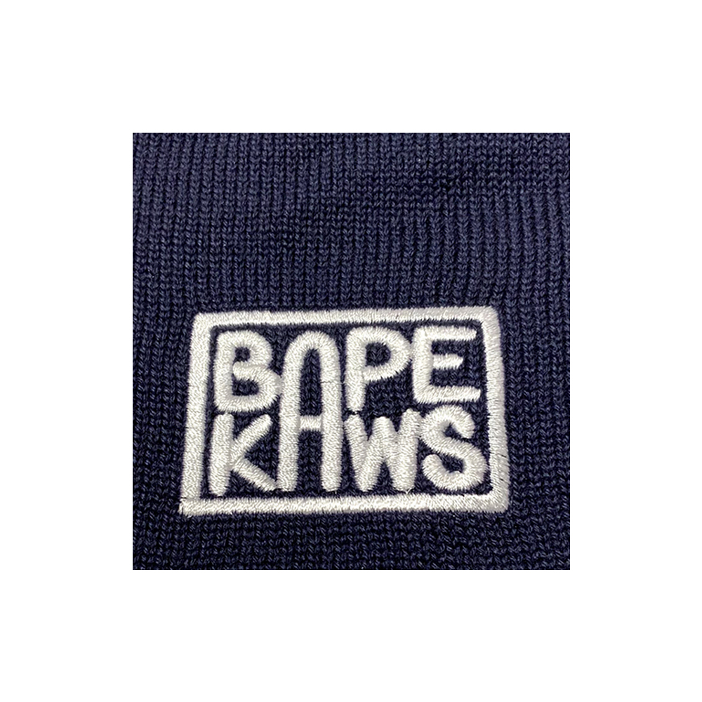 Bape x Kaws Beanie Hat Navy F5BAHAG5500
