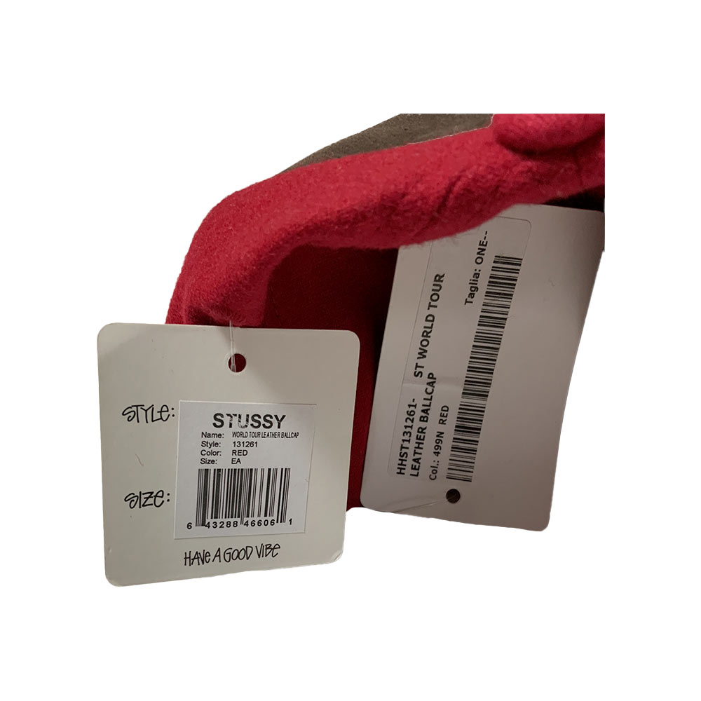 Stussy World Tour Leather Ballcap Red 131261