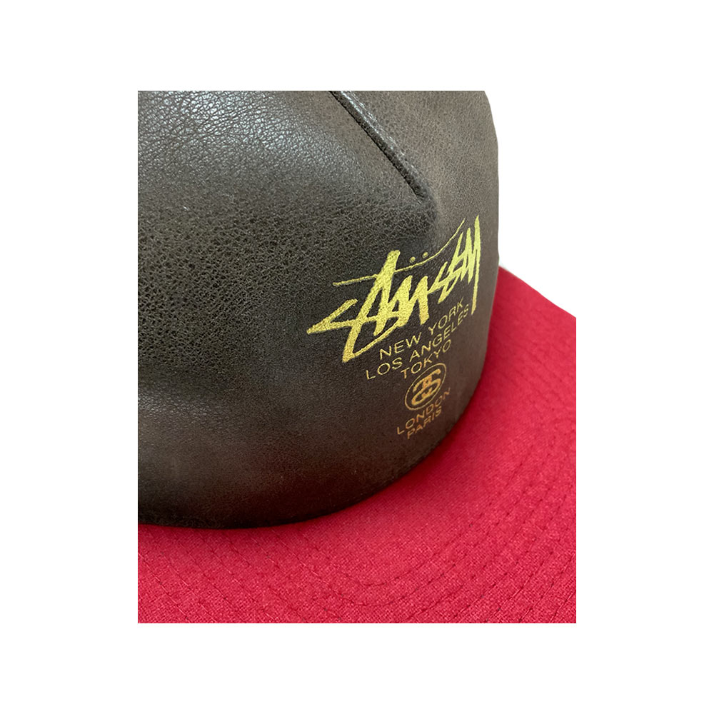 Stussy World Tour Leather Ballcap Red 131261