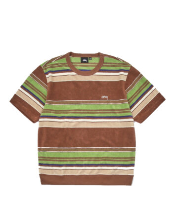 Stussy Hudson Stripe Crew Tee Brown 1140239