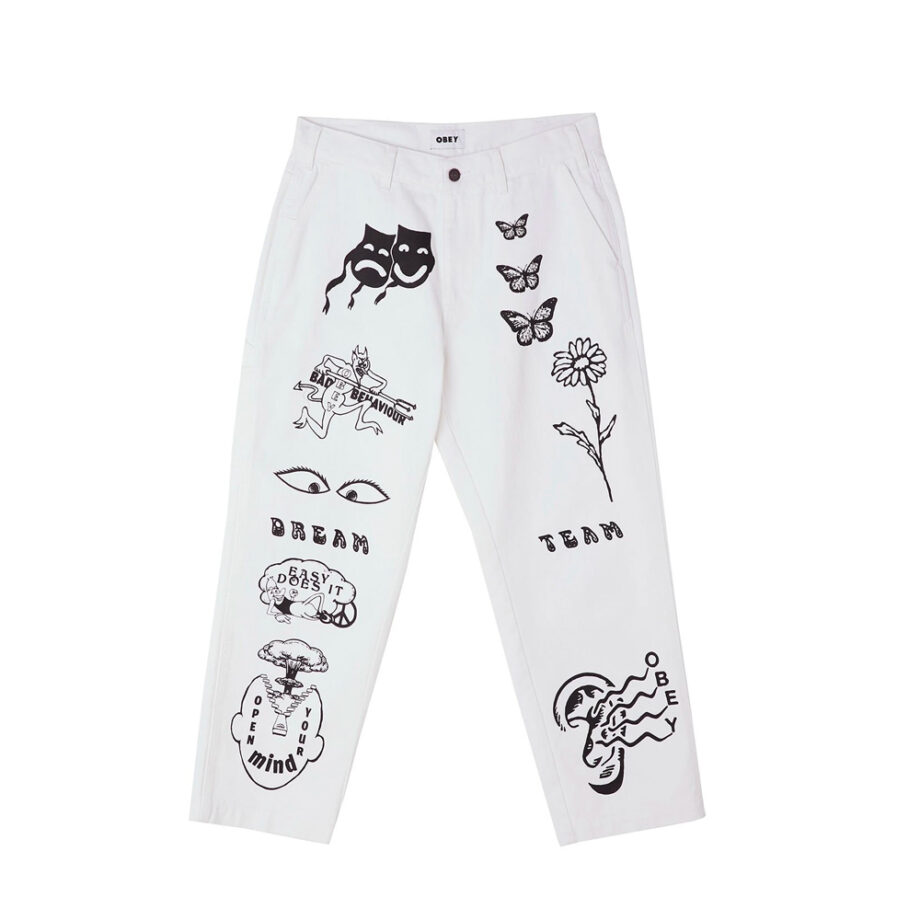 Obey Hardwork Printed Carpenter Pants White 142010075