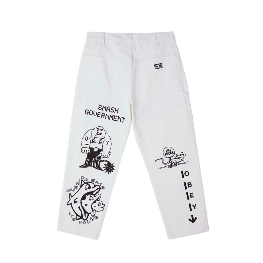 Obey Hardwork Printed Carpenter Pants White 142010075