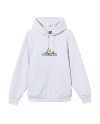Stussy Crowned Embroidered Hoodie Ash Heather 118423