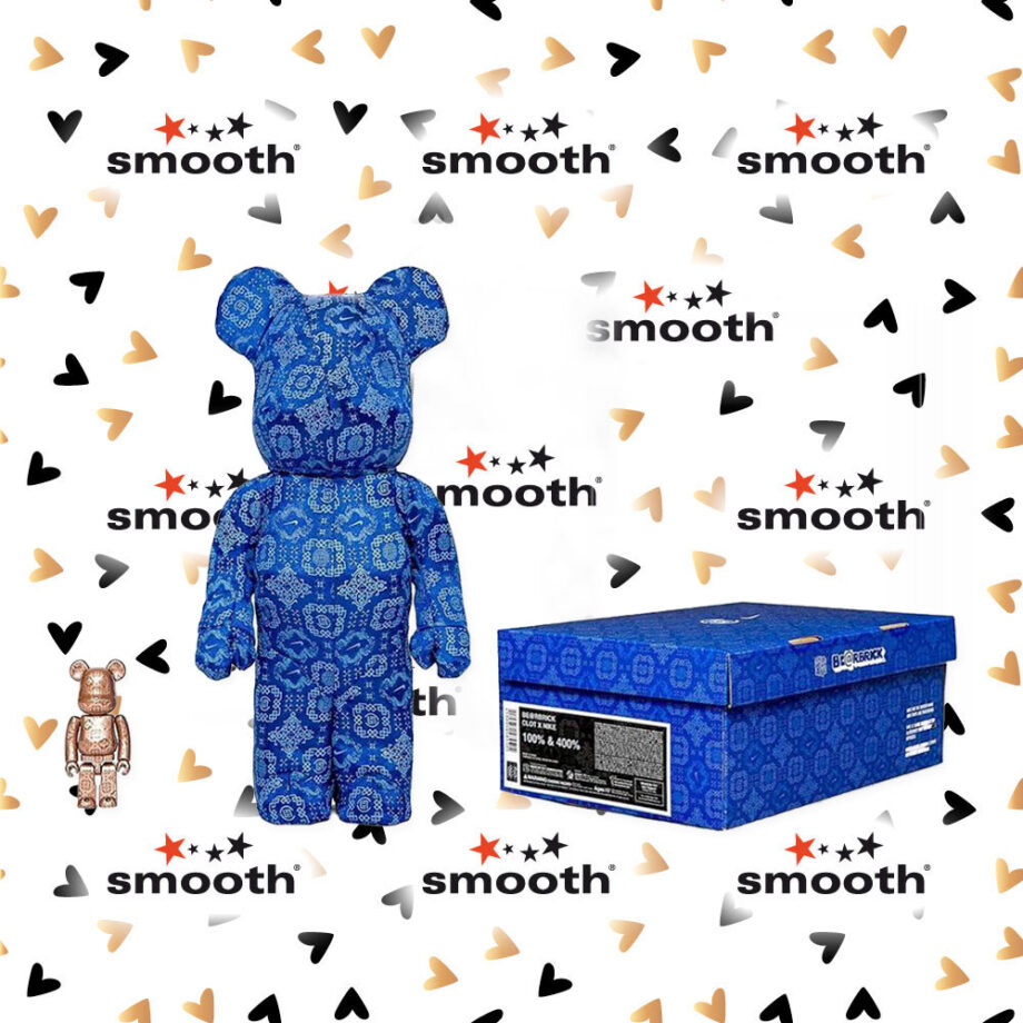 Medicom Toy x Clot x Nike Royale University Blue Silk Bearbrick Set 100% 400%