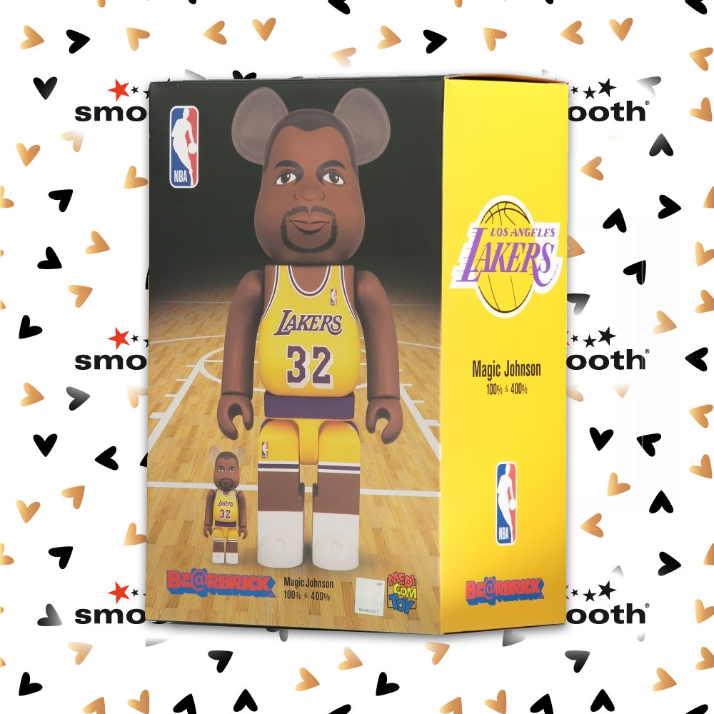 Medicom Toy NBA Magic Johnson (Los Angeles Lakers) Bearbrick Set 100% 400%