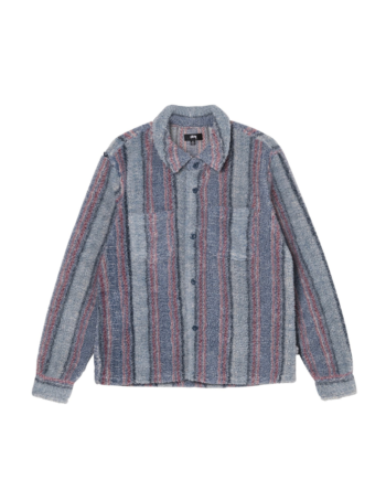 Stussy Stripe Sherpa Shirt Blue 1110197