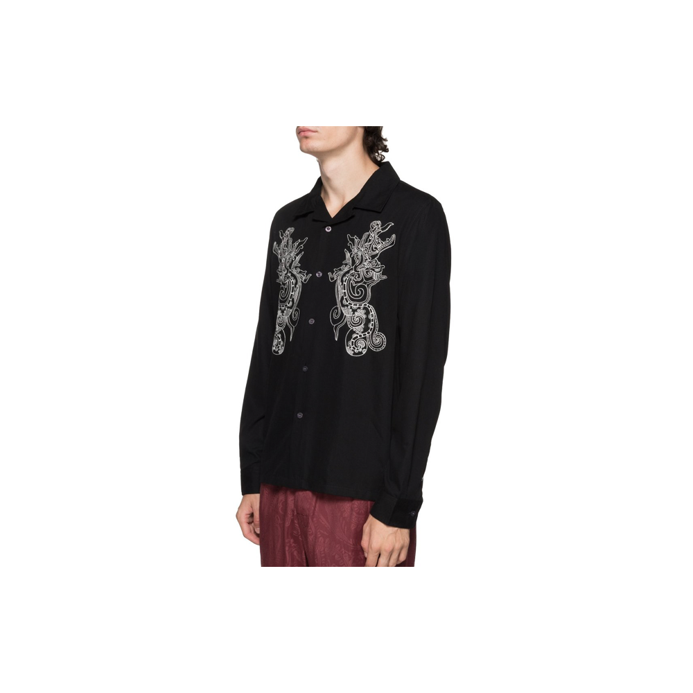 Stussy Embroidered Dragon Ls Shirt Black 1110067