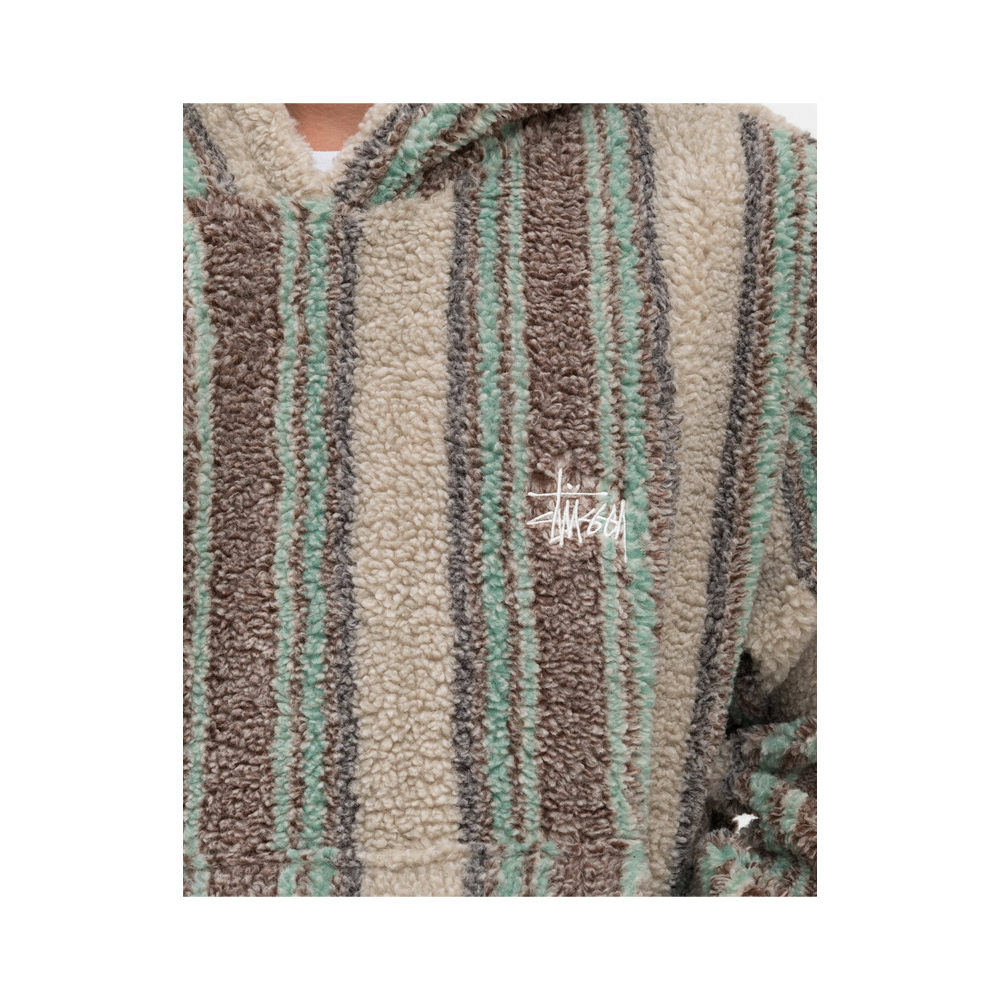 Stussy Stripe Sherpa Hoodie Tan 118438