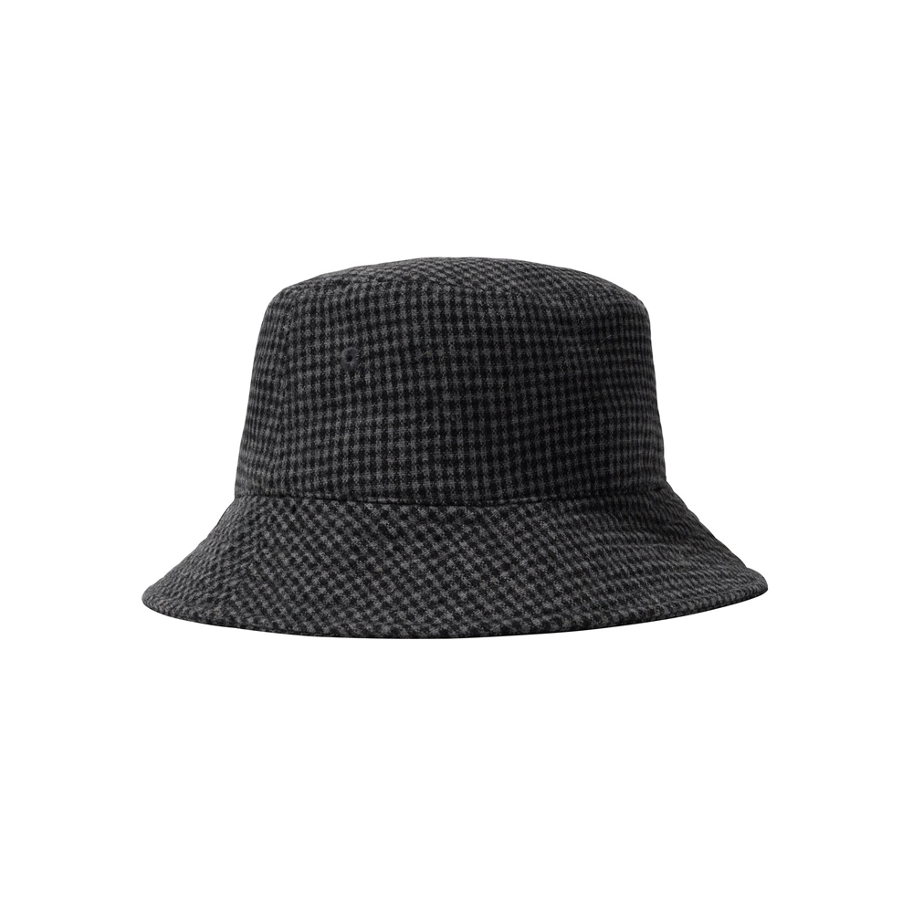 Stussy Wool Check Big Stock Bucket Charcoal 1321052
