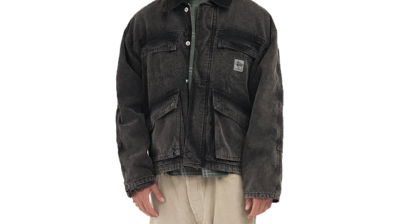 Stussy Washed Canvas Shop Jacket Black 115589