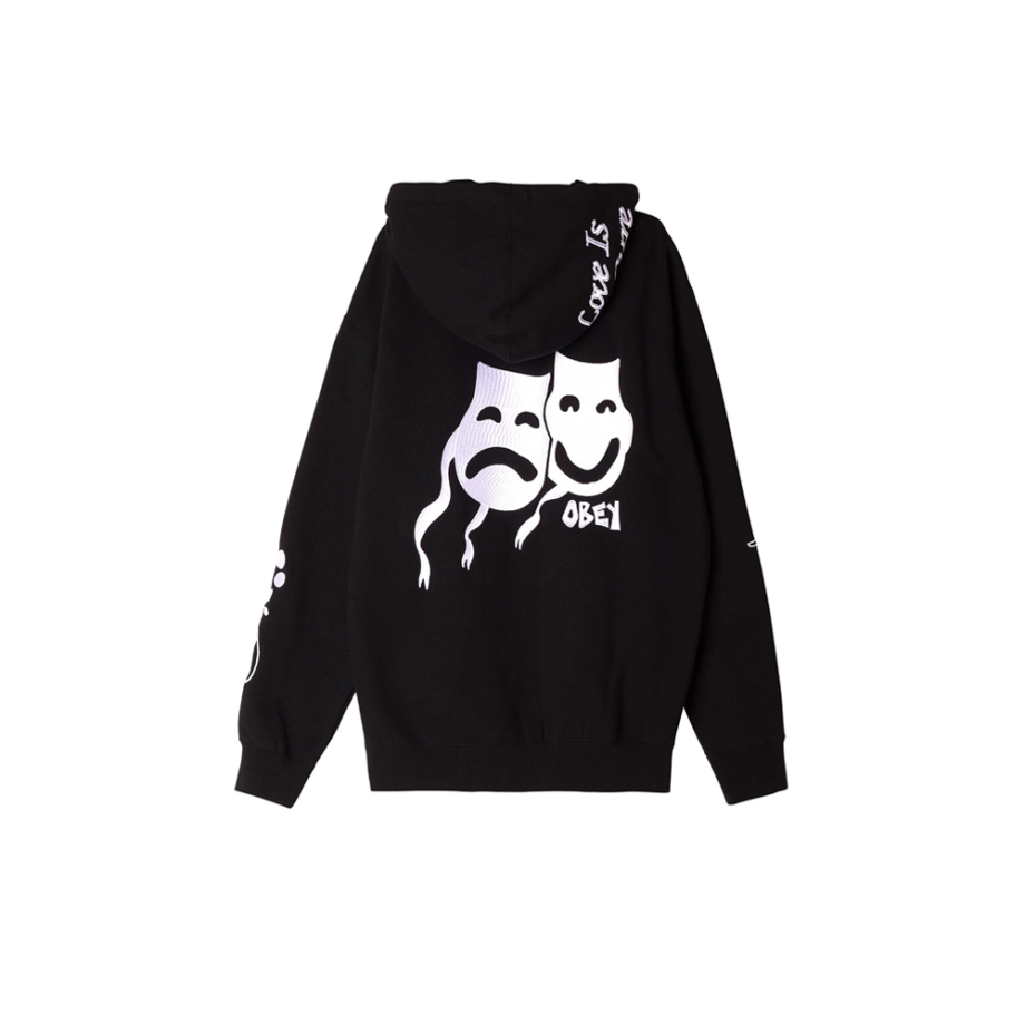 Obey Flash Zip Pullover Hoodie Black 112460009