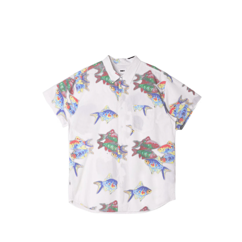 Obey Fishbowl Woven Shirt White Multi 181210338