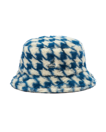 Kangol Faux Fur Bucket Hat Blue Houndstooth K4370
