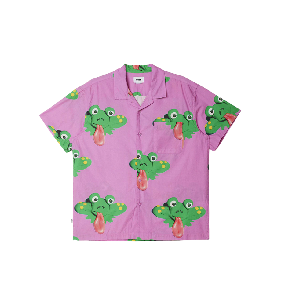 Obey Frogman Woven Shirt Wild Rose Multi 181210376