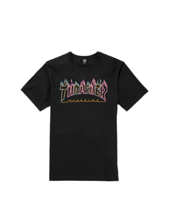 Thrasher Double Flame Neon Logo T-shirt Black 145092