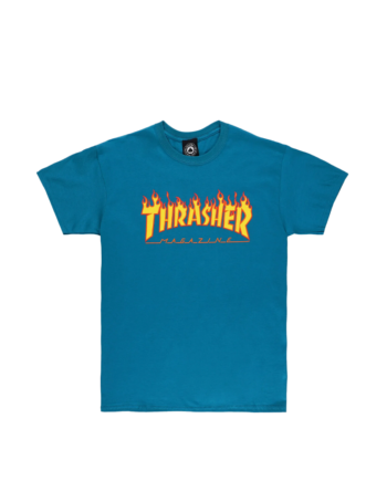 Thrasher Flame Logo T-shirt Galapagos Blue 144941