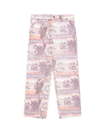 Guess Originals All Over Print Carpenter Denim Pants Multi Pink M3BG43D4SB0_P0EJ