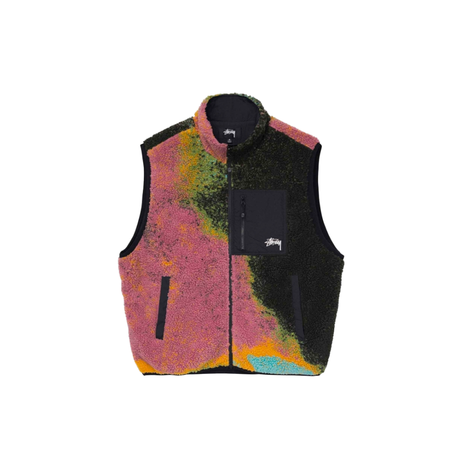 Stussy Jacquard Dye Sherpa Vest Berry 118503