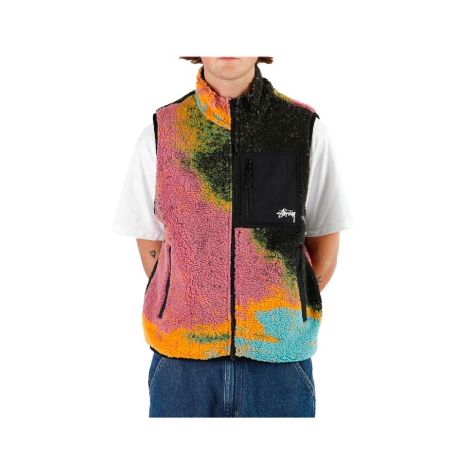 Stussy Jacquard Dye Sherpa Vest Berry 118503