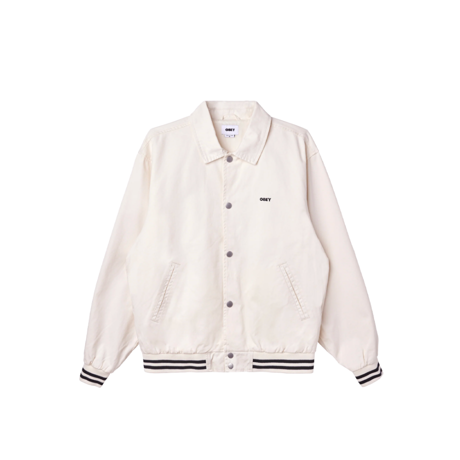 Obey Icon Face Varsity Jacket Unbleached 121800557