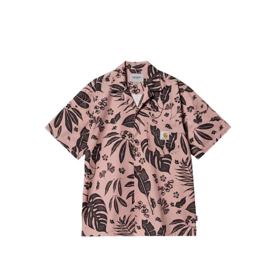Carhartt Wip S/S Woodblock Shirt Woodblock Print / Glassy Pink I033073_24