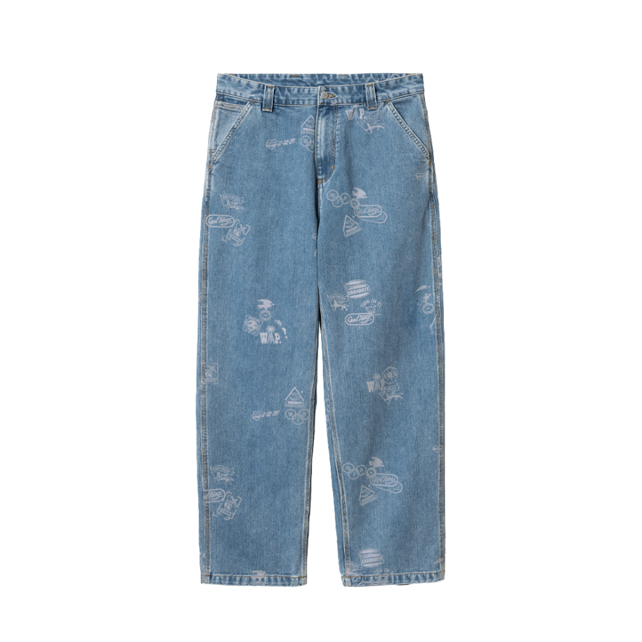 Carhartt WIP Stamp Pant Stamp Print / Blue (Bleached) I033745_2LN_35