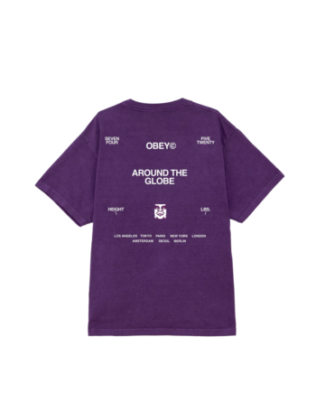 Obey Around The Globe Pigment Tee Purple 167924096_PRP