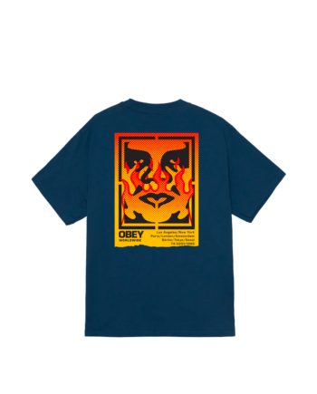 Obey Icon Stencil Flame Tee Blue 165264048_BLE