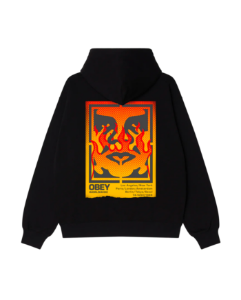 Obey Icon Stencil Flame Pullover Hood Black 117464048_BLK