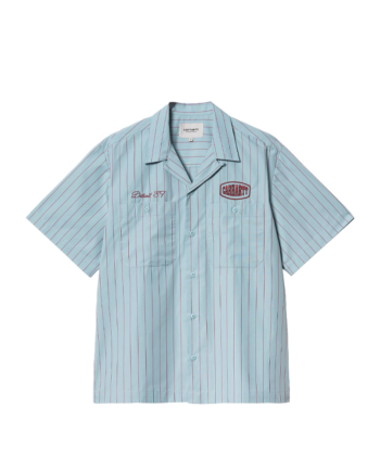 Carhartt Wip S/S Hendry Shirt Seaton Stripe, Frosted Blue / Mulberry I034534_2SU_XX