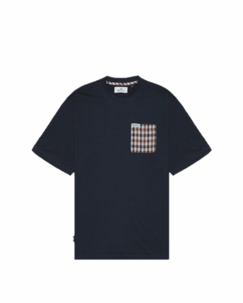 Aquascutum Club Check Pocket T-shirt Navy B005_TS007