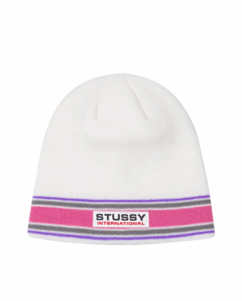 Stussy Striped International Skull Cap White 1321118_WHT