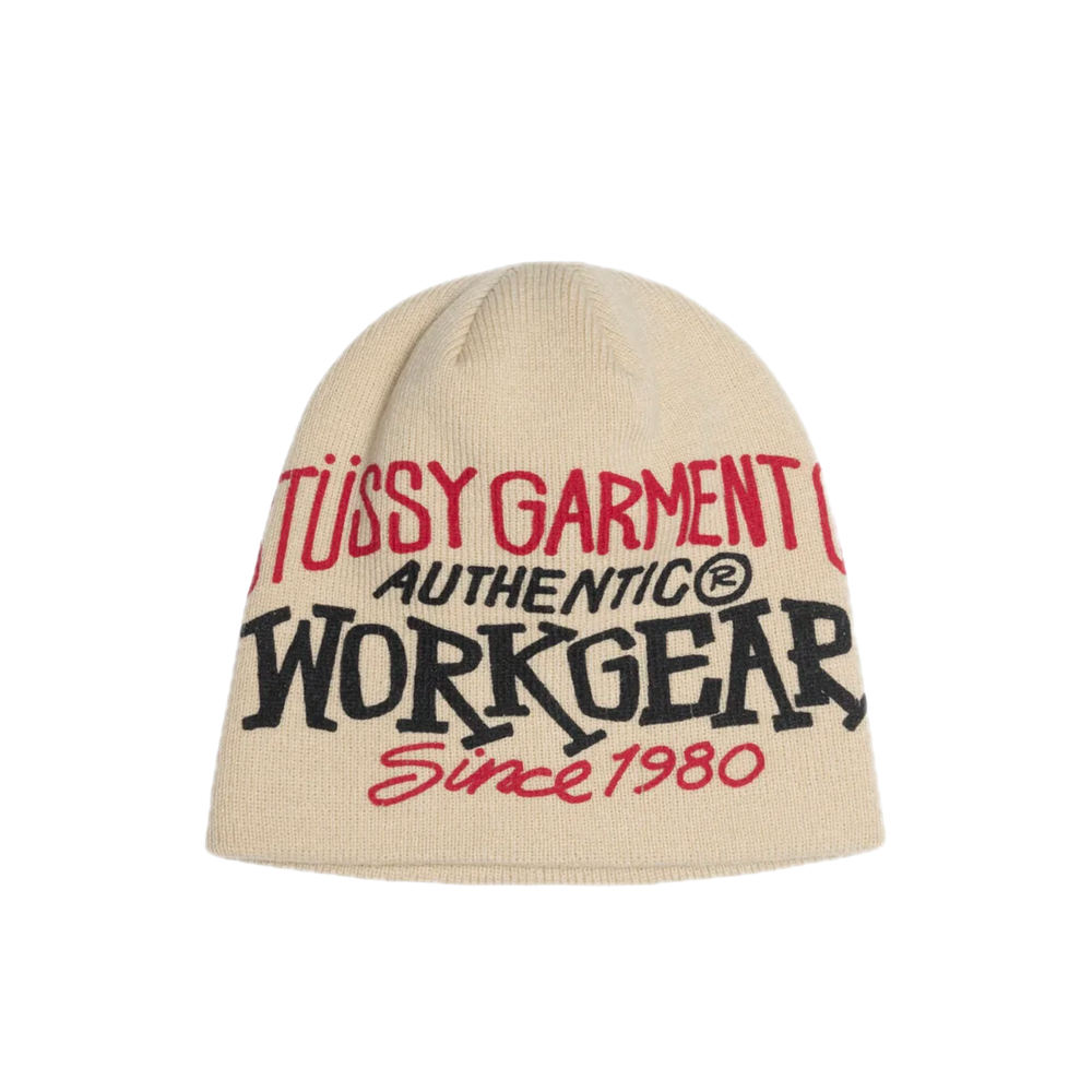 Stussy Workgear Print Skull Cap Beanie Bone 1321183_BNE