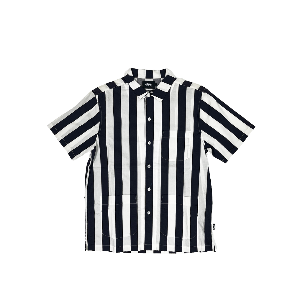 Stussy Vertical Stripe Shirt Carchoal 311031_CHR