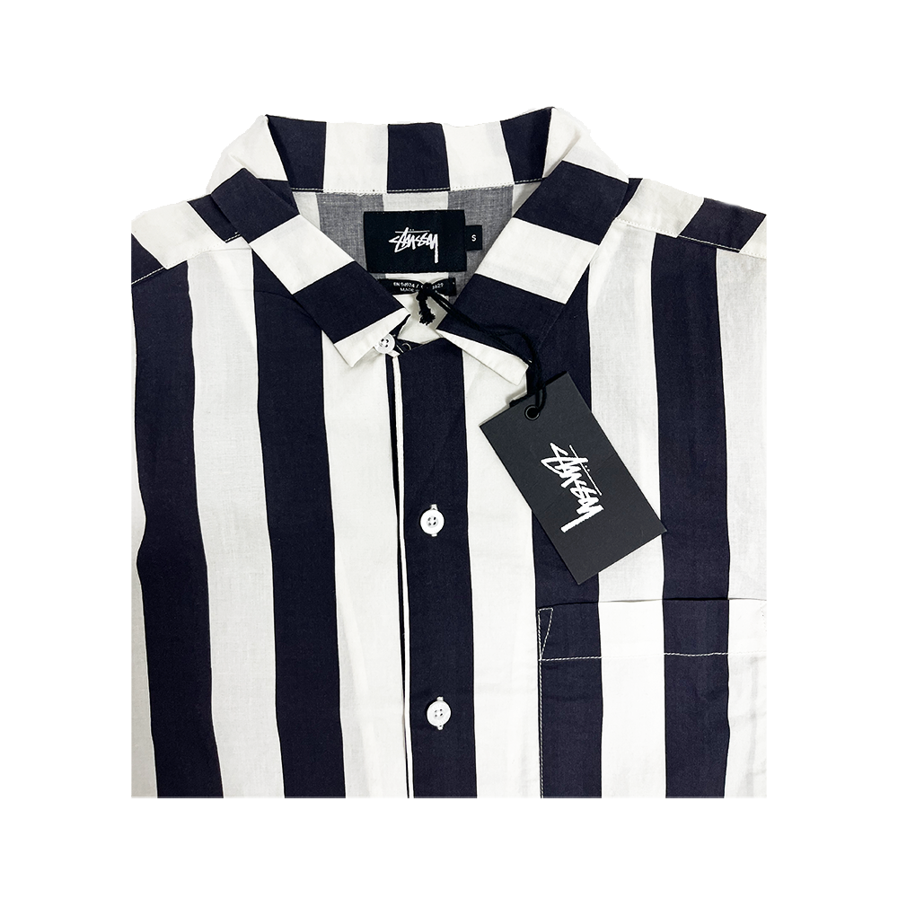 Stussy Vertical Stripe Shirt Carchoal 311031_CHR