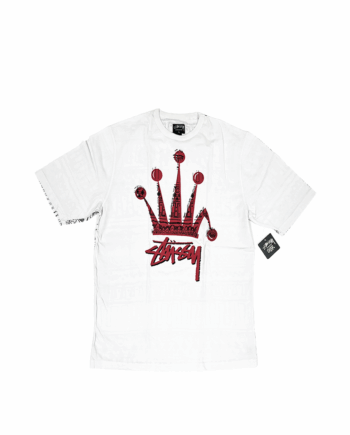 Stussy Red Crown Allover Tee White 28629_RED
