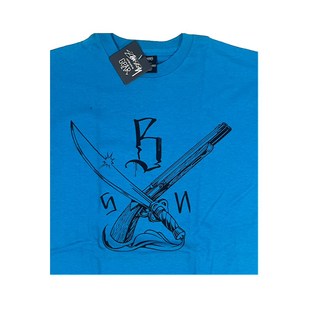 Stussy x Neighborhood Swords Logo T-Shirt Blue 0907534_BLE