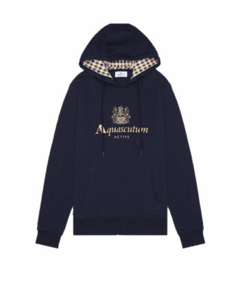 Aquascutum Big Logo Hoodie fleece Navy AW_ICON_SW003