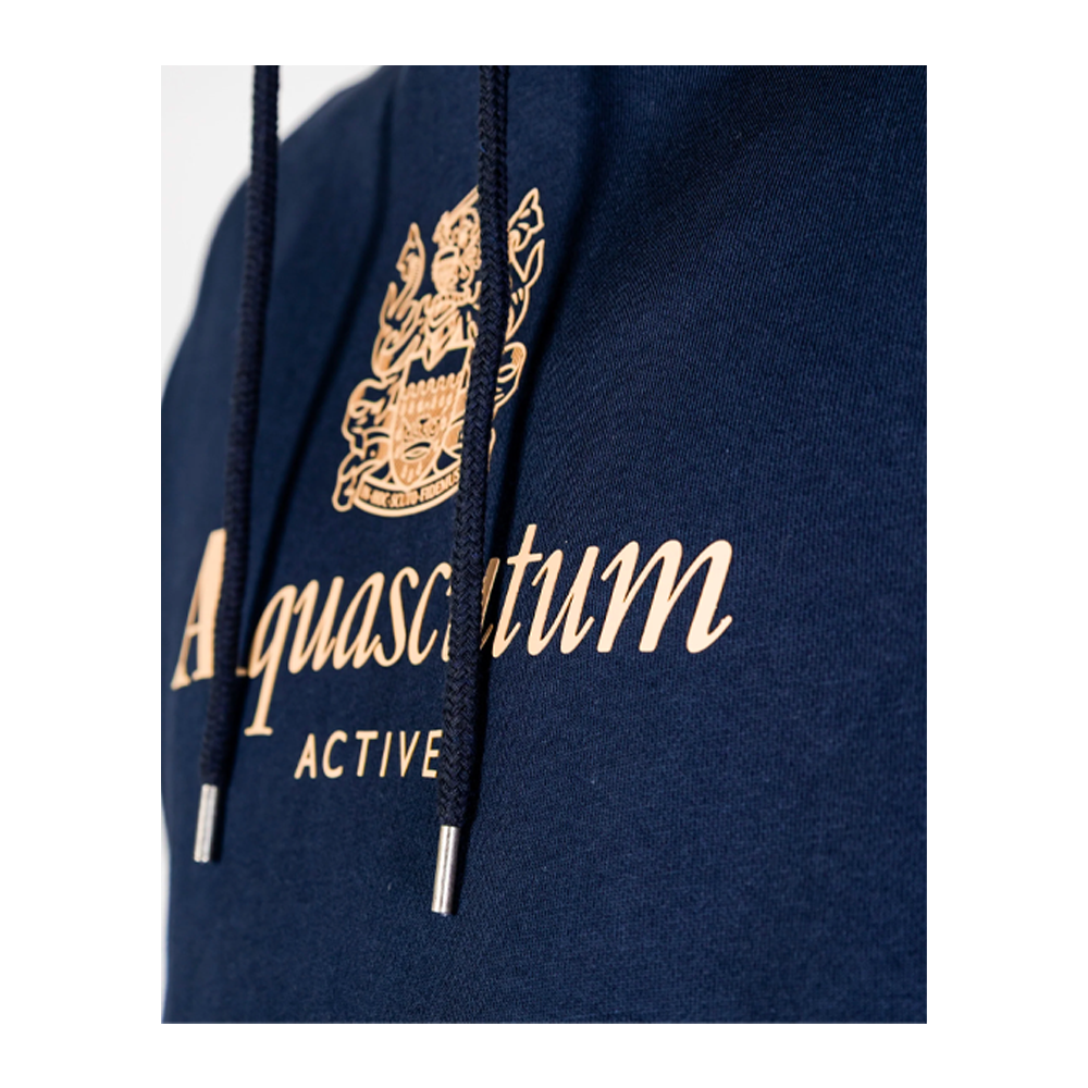 Aquascutum Big Logo Hoodie fleece Navy AW_ICON_SW003