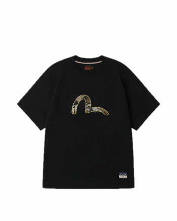 Evisu Brocade Seagull Appliqué Regular Fit Short Sleeves T-shirt Black 2EAHTM5TS1161XXCT